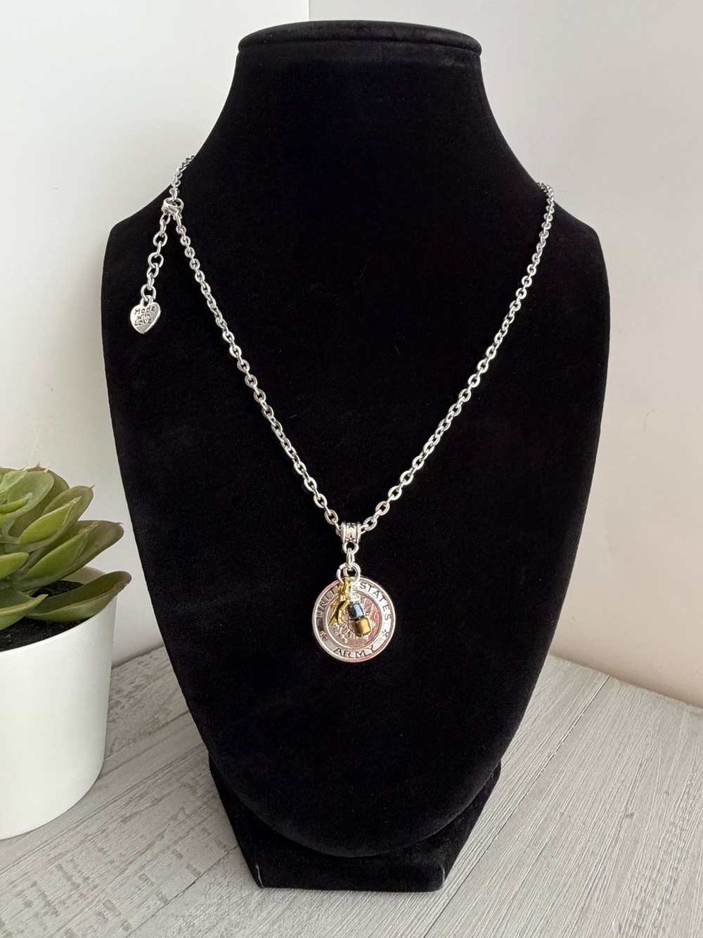 US Army Black & Gold Necklace 18-20" - Handmade, Hero Gift, US Army Jewelry